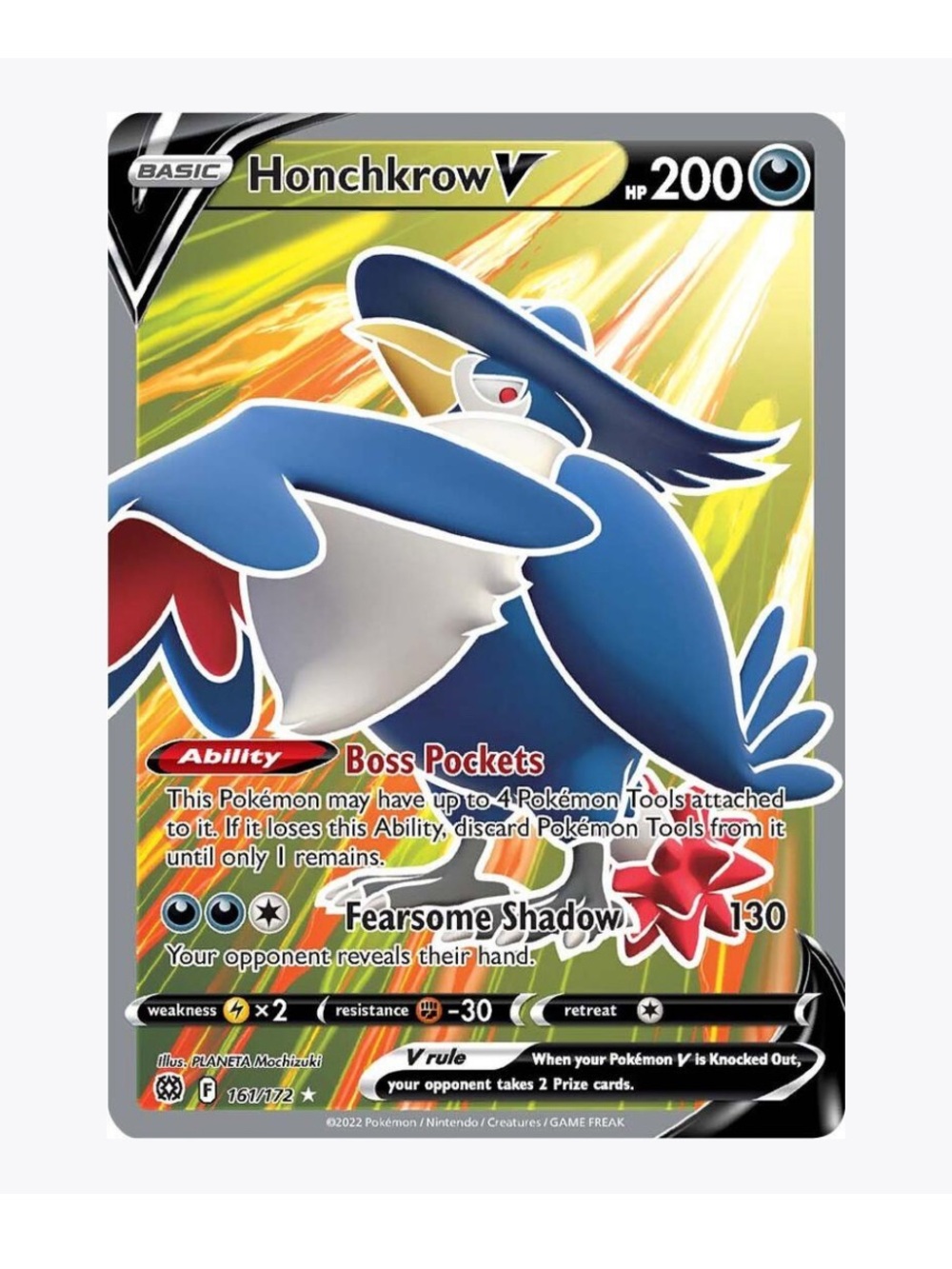 FREE OVER $50 Honchkrow V SWSH09 Brilliant Stars Pokemon Trading Card